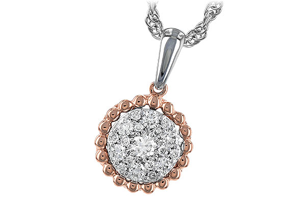 F235-57052: NECKLACE .33 TW (ROSE & WHITE GOLD)