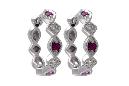 G046-46097: EARRINGS .20 RUBY .25 TGW