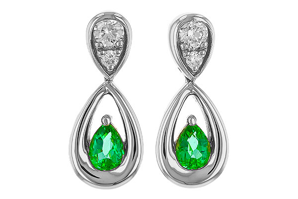 A320-13416: EARRINGS .20 EMERALD .32 TGW (4x3 EMER)