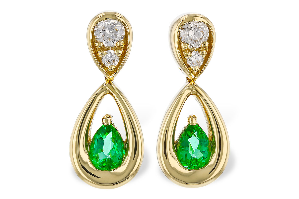 A320-13416: EARRINGS .20 EMERALD .32 TGW (4x3 EMER)