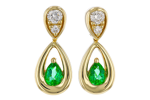 A320-13416: EARRINGS .20 EMERALD .32 TGW (4x3 EMER)