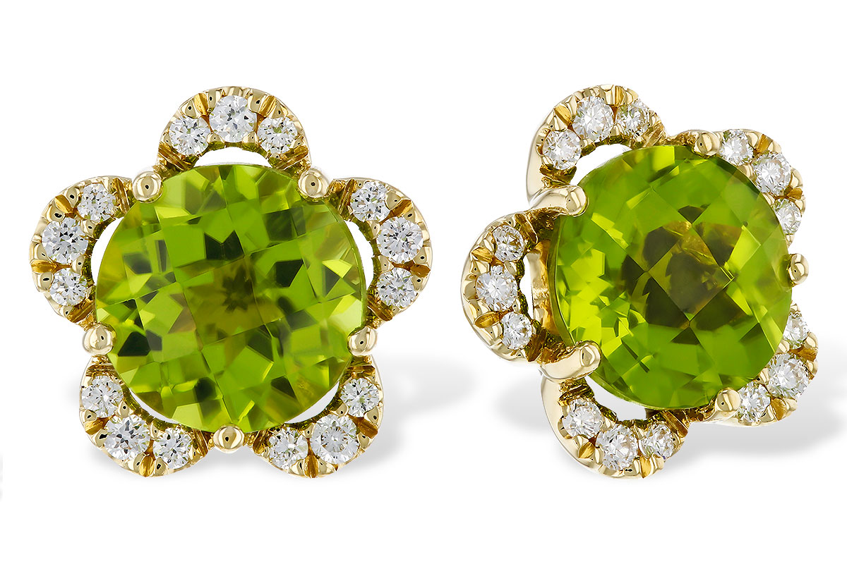 B320-17934: EARRINGS 2.93 PERIDOT 3.10 TGW (7MM RD)