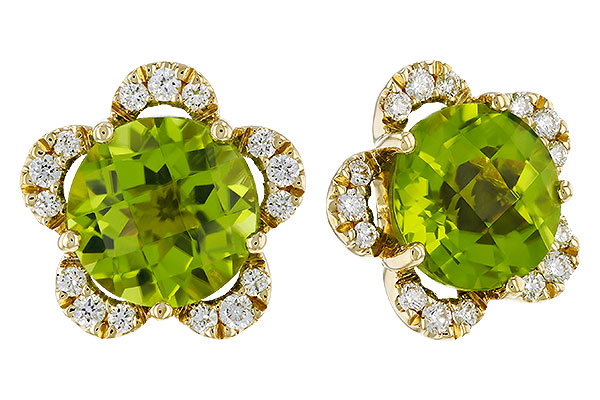 B320-17934: EARRINGS 2.93 PERIDOT 3.10 TGW (7MM RD)
