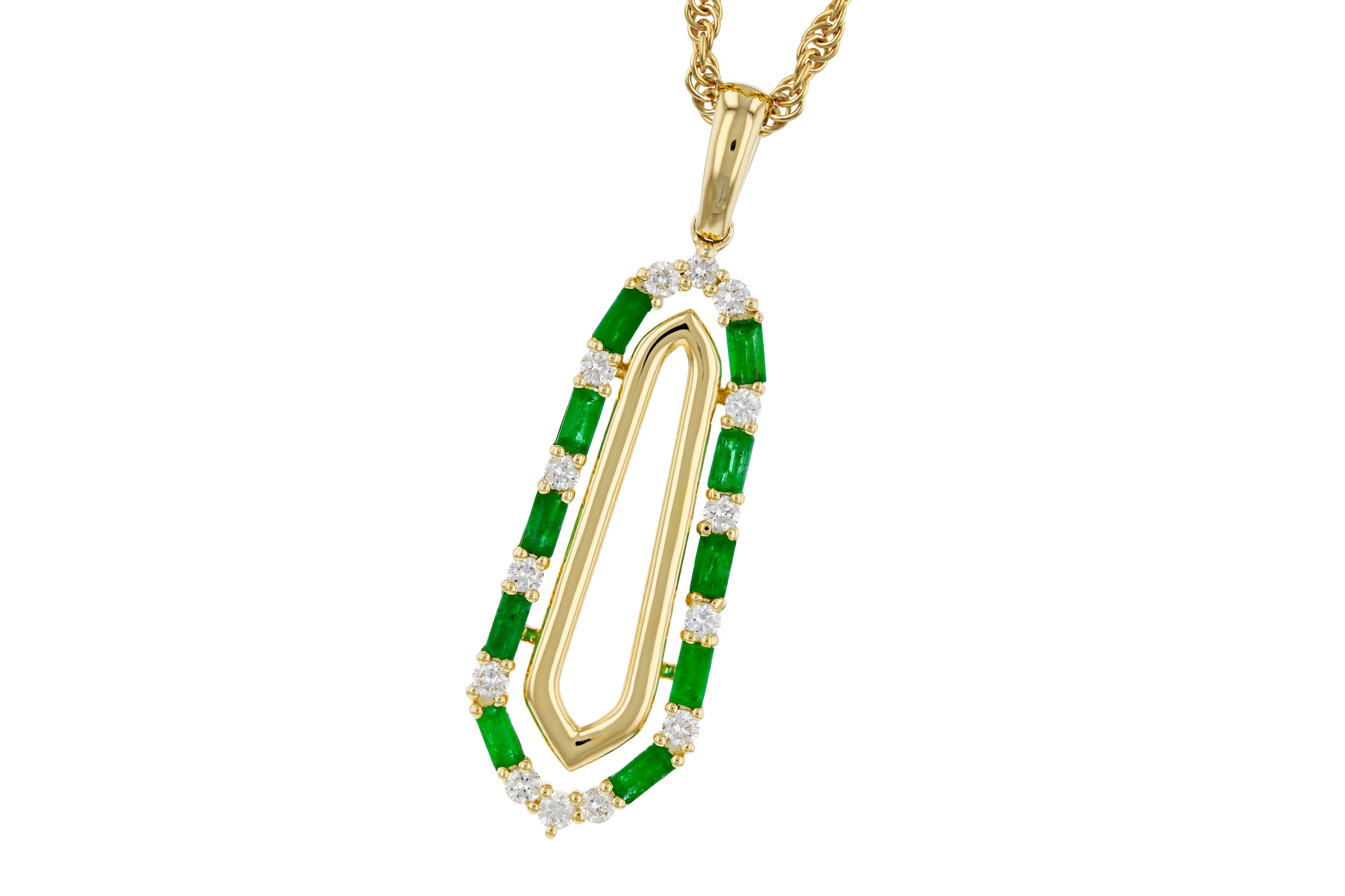 B321-03407: NECKLACE .44 TW EMERALD .64 TGW
