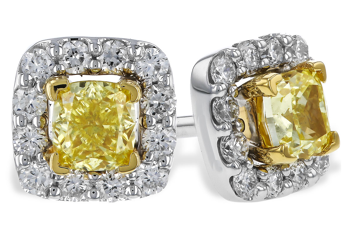 C320-13407: EARR .38 FANCY YELLOW DIAMONDS .54 TW