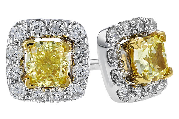 C320-13407: EARR .38 FANCY YELLOW DIAMONDS .54 TW