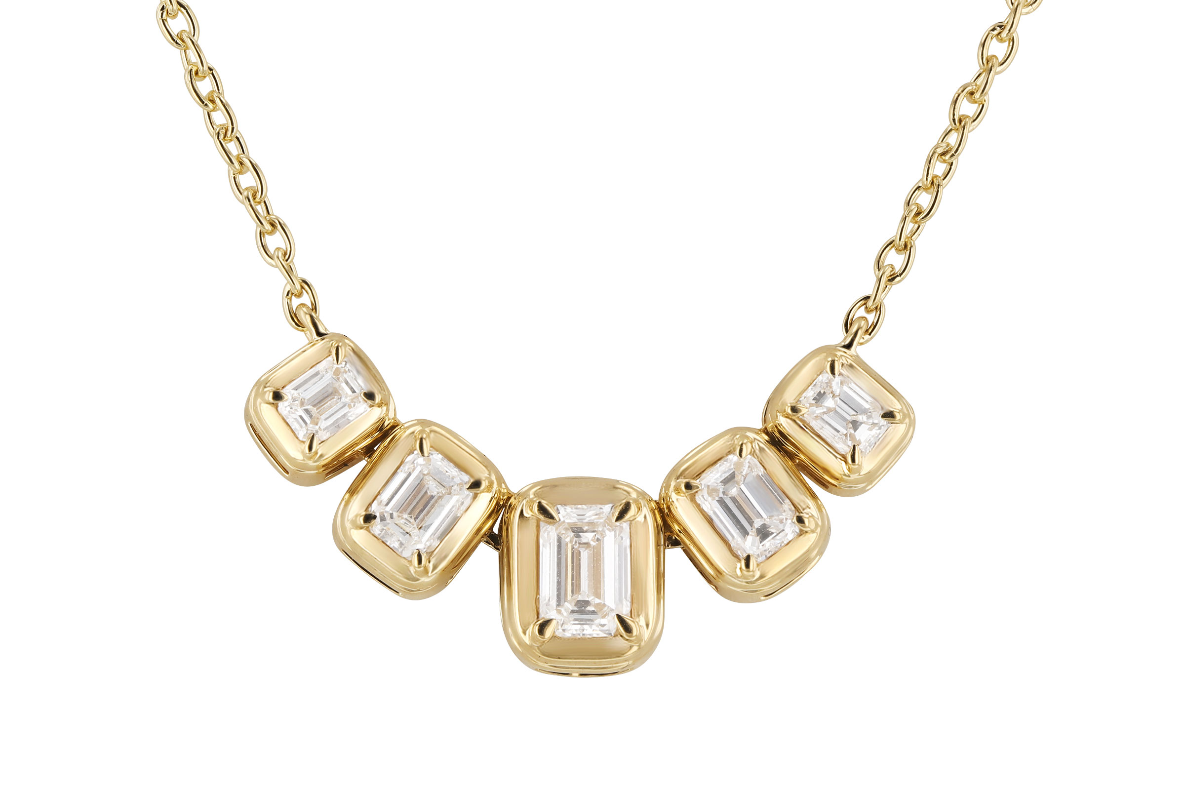 C321-03379: NECKLACE .87 TW EMERALD CUT DIA (18")