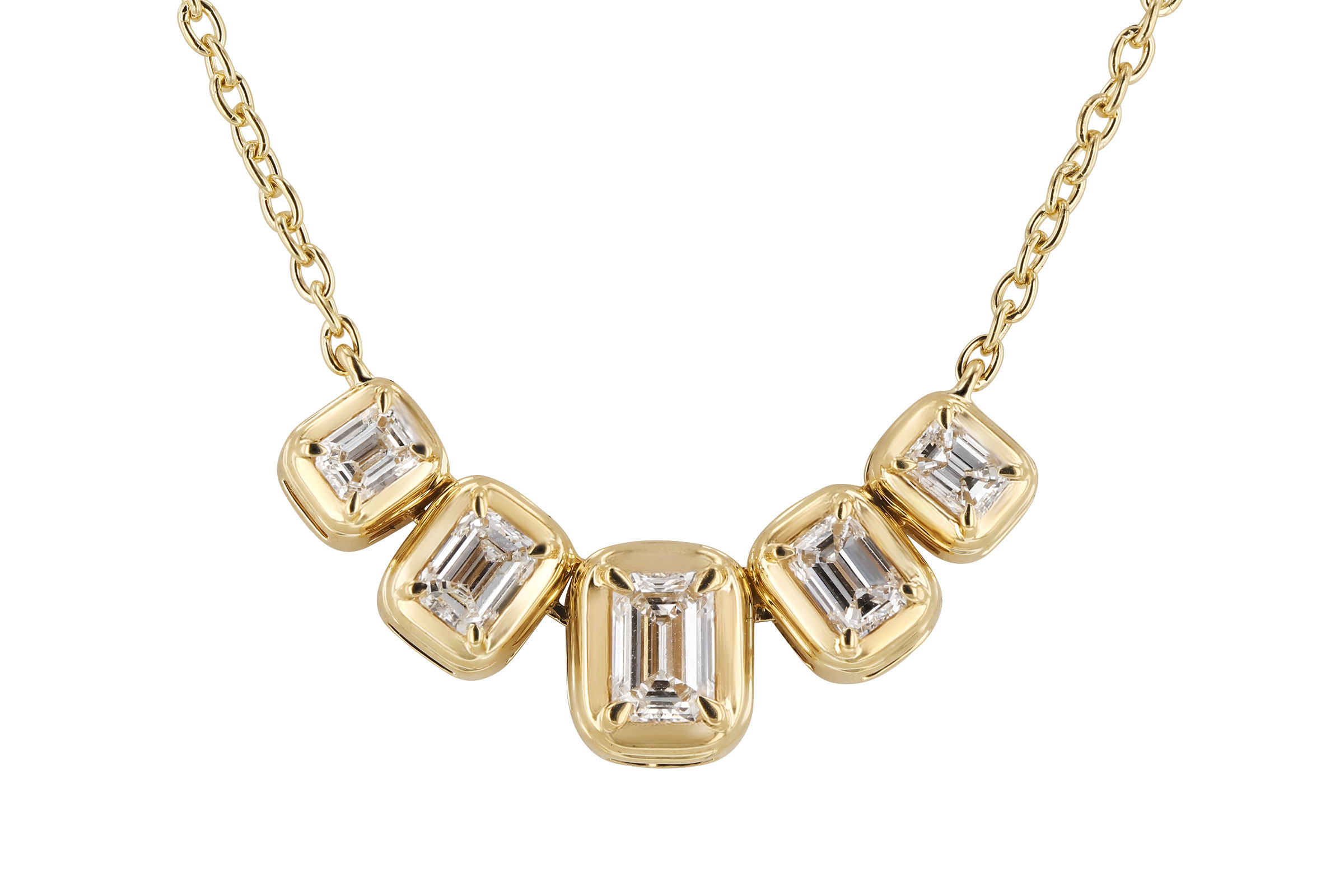 C321-03379: NECKLACE .87 TW EMERALD CUT DIA (18")