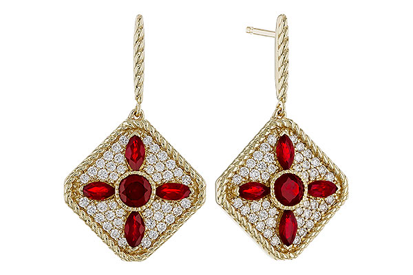 D320-14297: EARRINGS .99 TW RUBY 1.42 TGW