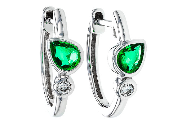 E320-14361: EARRINGS .38 TW EMERALD .44 TGW