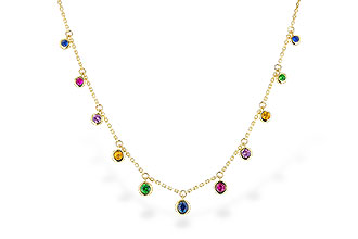 F319-25215: NECK .90 TW MULTI-COLOR SAPPH & GREEN GARNET (18")