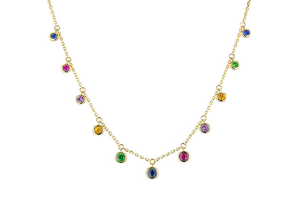 F319-25215: NECK .90 TW MULTI-COLOR SAPPH & GREEN GARNET (18")
