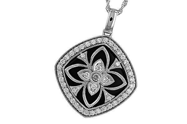 F319-25270: DIA & ONYX NECKLACE .48 TW