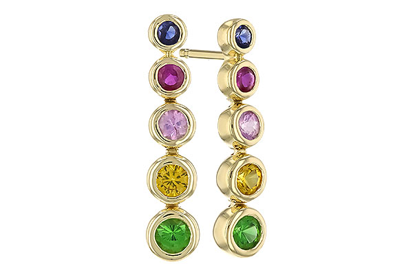 F319-27088: EARR .60 TW MULTI-COLOR SAPPH & GREEN GARNET