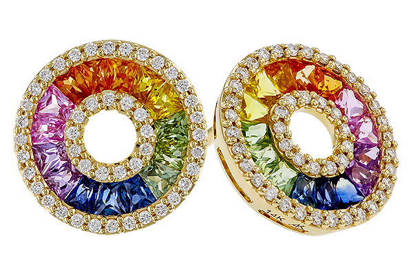 F320-12488: EARRINGS 2.10 MULTI-COLOR SAPP 2.37 TGW