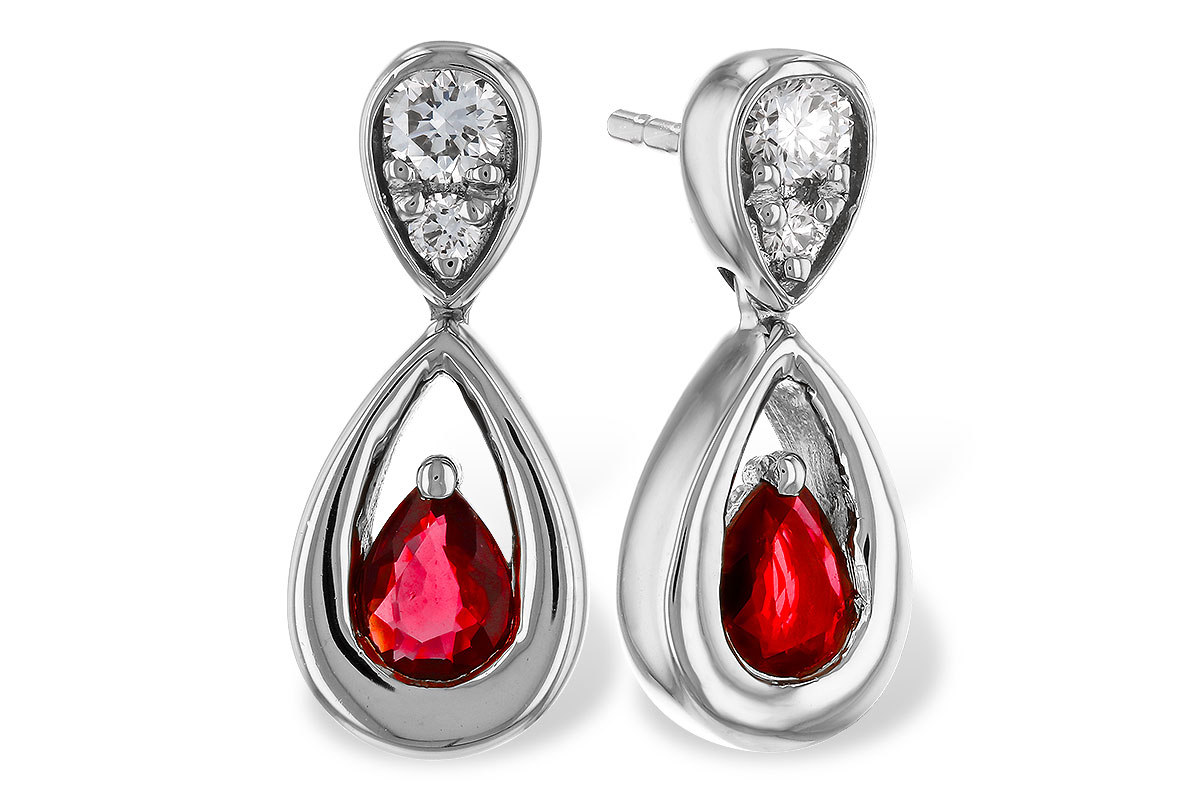 F320-12497: EARRINGS .40 RUBY .52 TGW (4x3 RUBY)