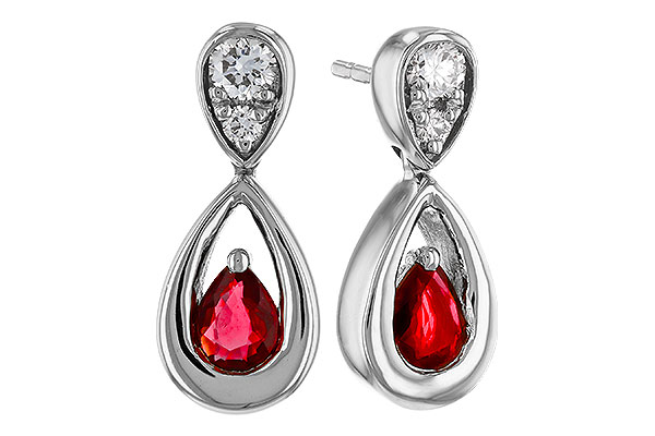 F320-12497: EARRINGS .40 RUBY .52 TGW (4x3 RUBY)