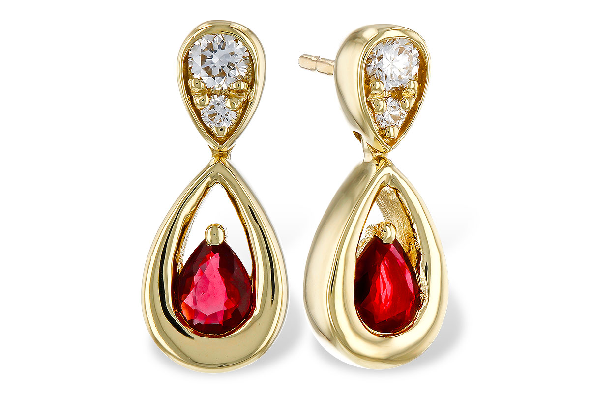 F320-12497: EARRINGS .40 RUBY .52 TGW (4x3 RUBY)