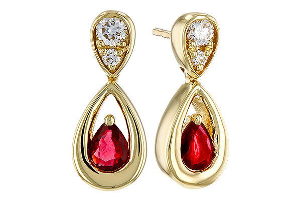 F320-12497: EARRINGS .40 RUBY .52 TGW (4x3 RUBY)