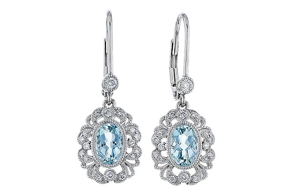 G320-10688: EARRINGS .75 TW AQUA .92 TGW (7x5MM AQUA)
