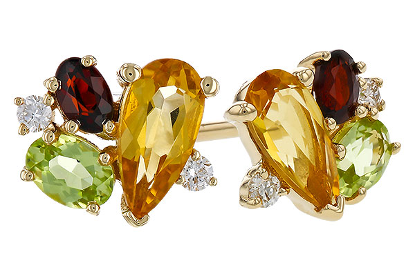 G320-12488: EARRINGS .66 SEMI PREC (CIT,PER,GAR) .70 TGW