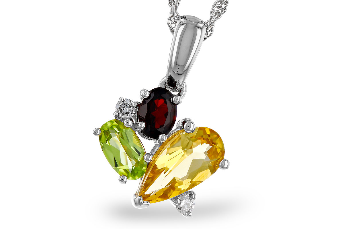 H320-12488: NECKLACE .79 SEMI PREC (CIT,PER,GAR) .82 TGW
