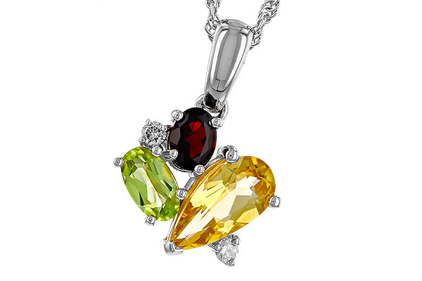 H320-12488: NECKLACE .79 SEMI PREC (CIT,PER,GAR) .82 TGW