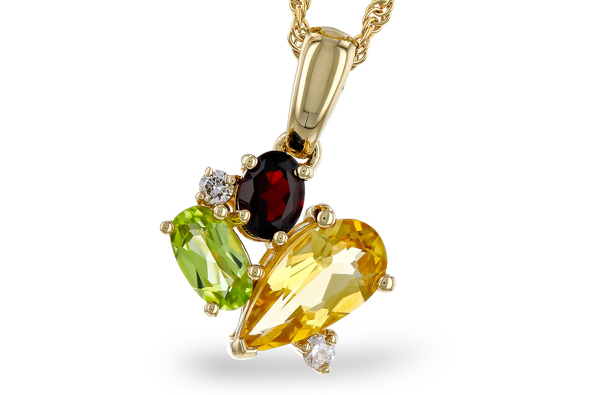 H320-12488: NECKLACE .79 SEMI PREC (CIT,PER,GAR) .82 TGW