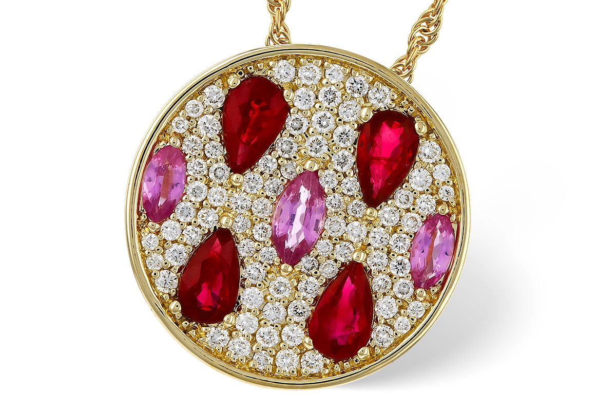 H320-17924: NECK 1.42 TW PRECIOUS (RUBY & PINK SAPP) 1.82 TGW