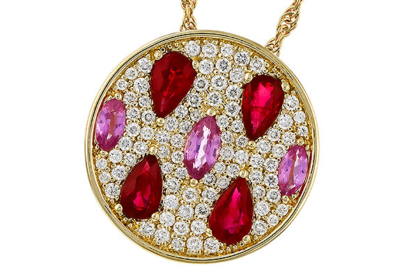H320-17924: NECK 1.42 TW PRECIOUS (RUBY & PINK SAPP) 1.82 TGW