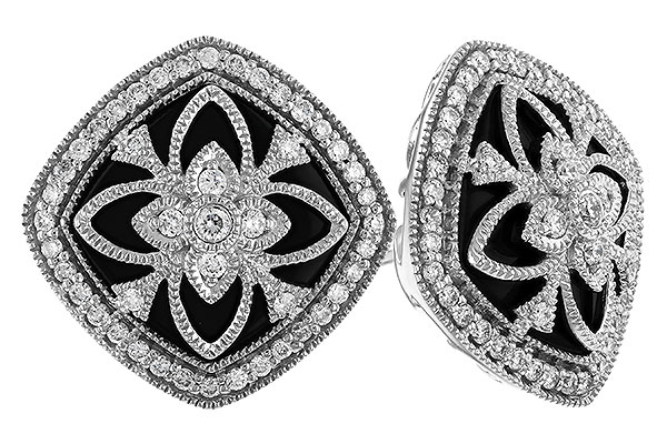 K319-25261: DIA & ONYX EARRINGS .38 TW