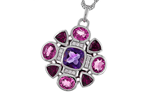 K320-12461: NECKLACE 2.76 SEMI-PREC (AM,GT,PT) 2.82 TGW