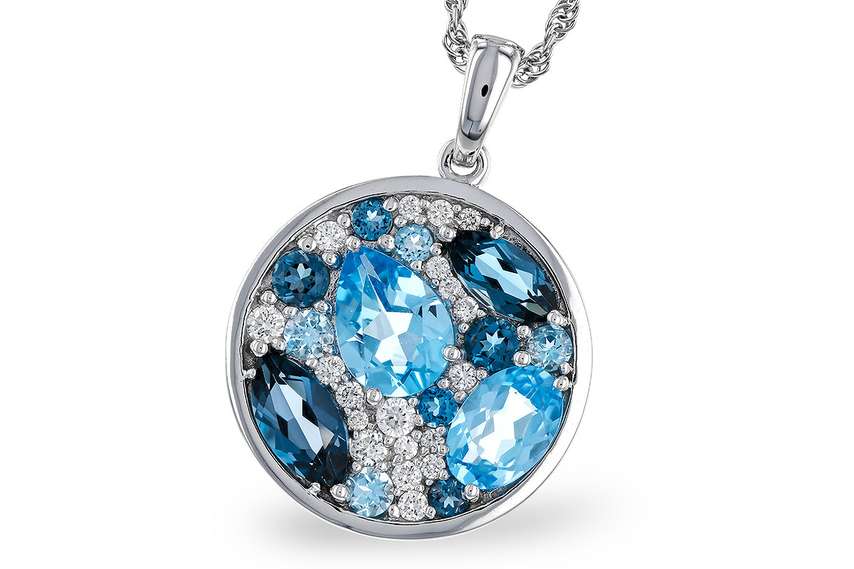 K320-13397: NECKLACE 2.31 TW BLUE TOPAZ 2.48 TGW