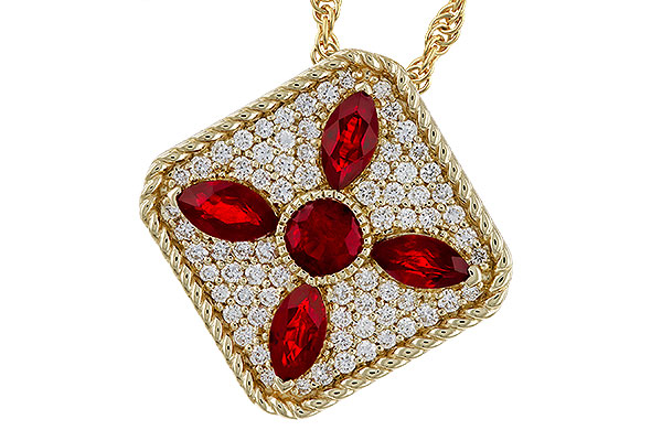 K320-14288: NECKLACE .81 TW RUBY 1.12 TGW