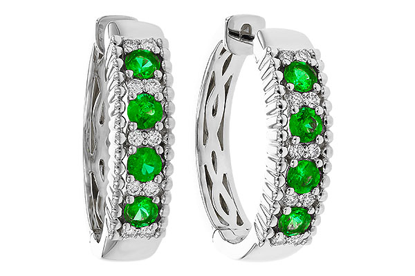 K320-17997: EARRINGS .33 TW EMERALD .45 TGW