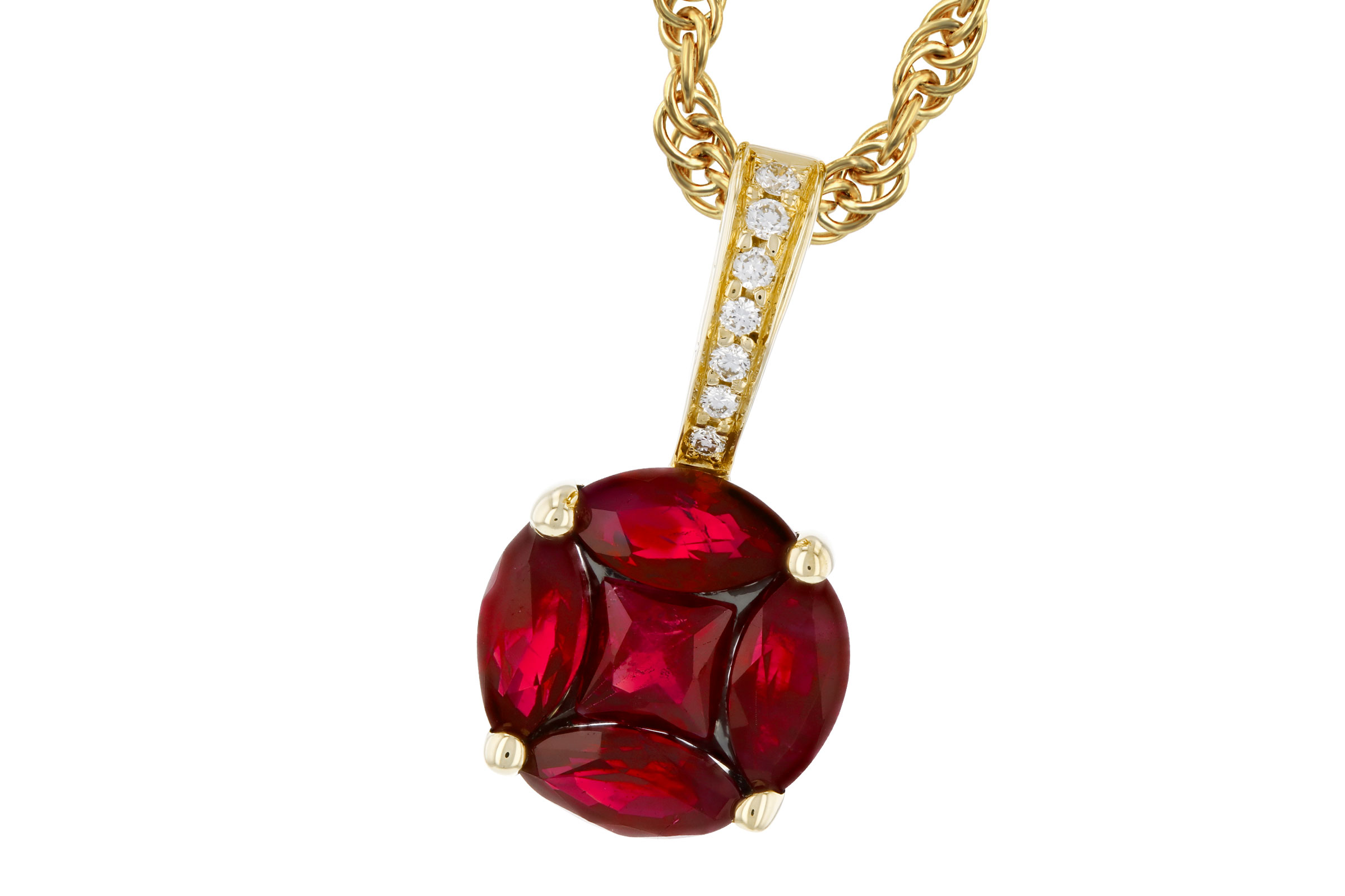 K321-00715: NECKLACE .80 RUBY .82 TW
