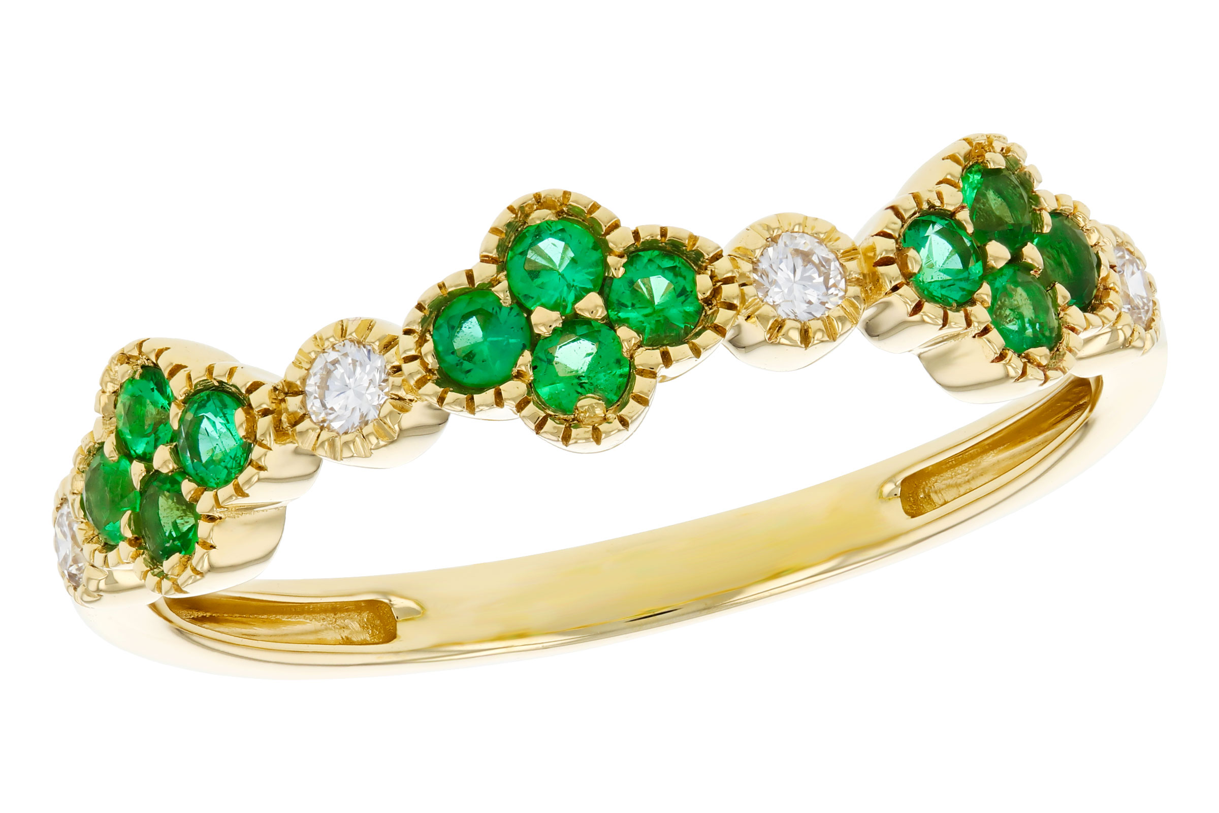 K321-03388: LDS WED RG .18 TW EMERALD .26 TGW