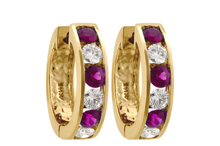 L046-48824: EARRINGS 1.22 RUBY 2.06 TGW