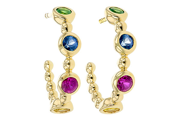 L321-00642: EARR .68 TW MULTI-COLOR SAPPH & GREEN GARNET