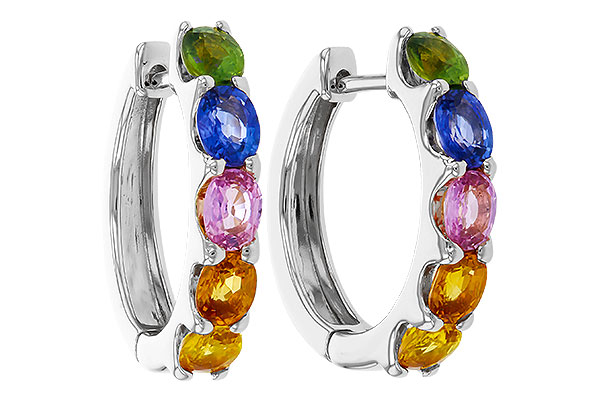 M320-12479: EARRINGS 2.20 TW MULTI-COLOR SAPPHIRE