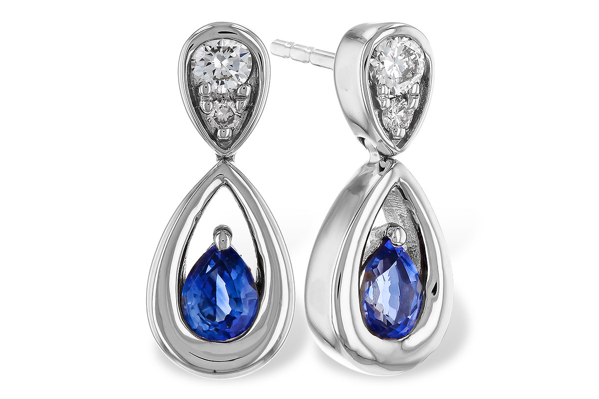 M320-12497: EARRINGS .42 SAPPHIRE .54 TGW (4x3 SAPP)