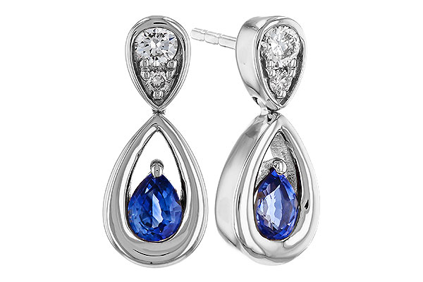 M320-12497: EARRINGS .42 SAPPHIRE .54 TGW (4x3 SAPP)