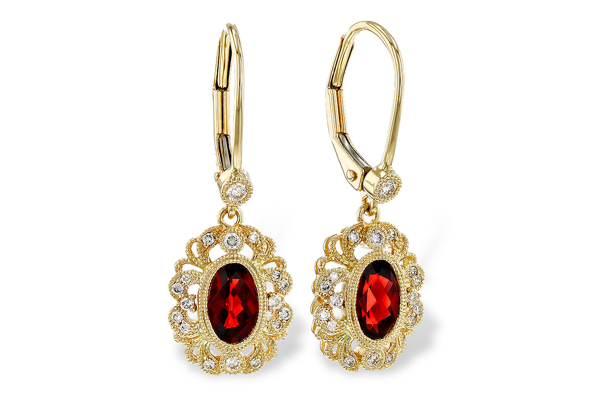 M320-13379: EARRINGS .98 TW GARNET 1.15 TGW (7x5MM GARNET)