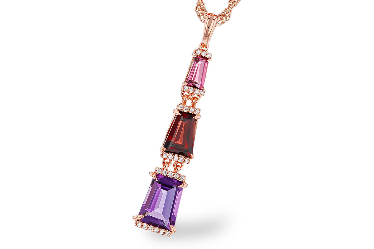 M320-13406: NECKLACE 2.32 SEMI-PREC (PT,GT,AMY) 2.37 TGW