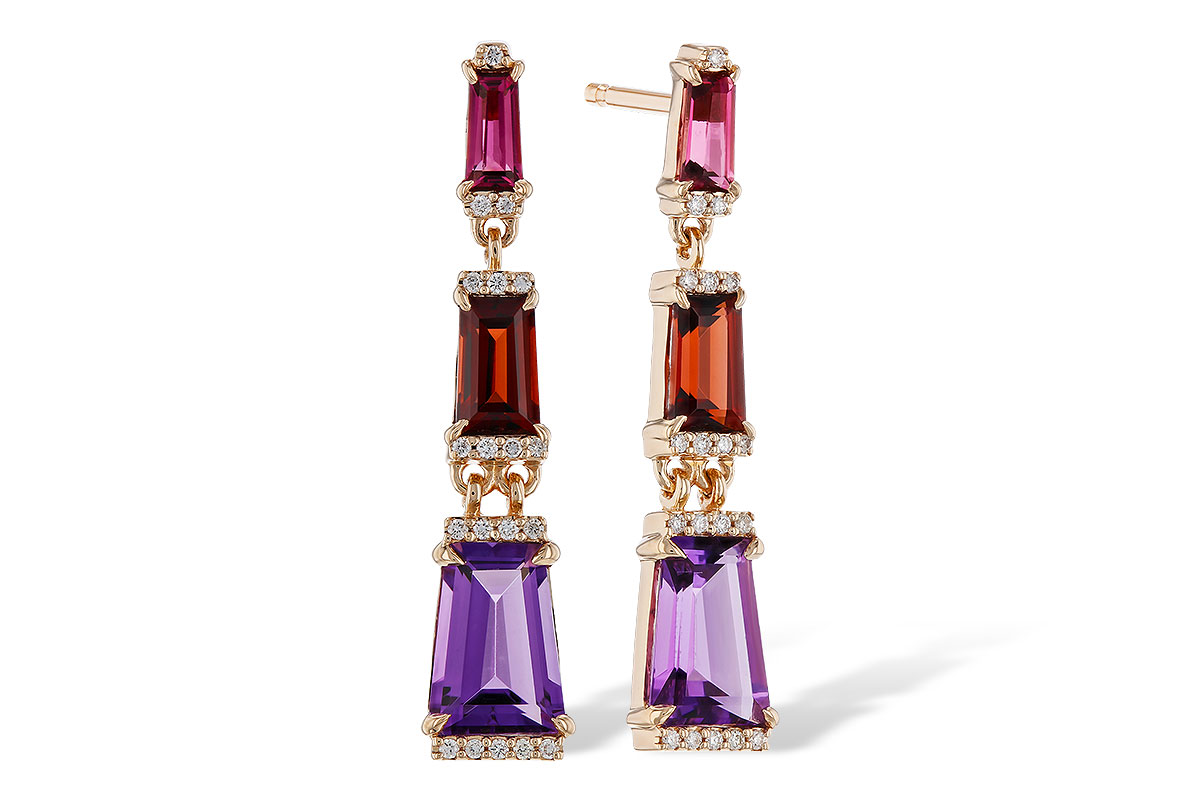 M320-13433: EARRINGS 1.98 SEMI-PREC (PT,GT,AMY) 2.05 TGW