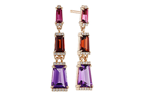 M320-13433: EARRINGS 1.98 SEMI-PREC (PT,GT,AMY) 2.05 TGW