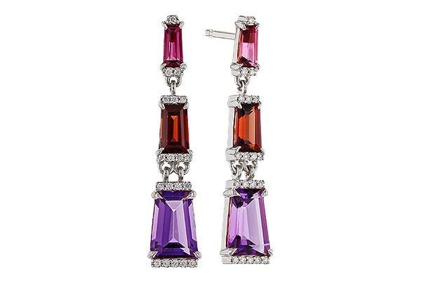 M320-13433: EARRINGS 1.98 SEMI-PREC (PT,GT,AMY) 2.05 TGW