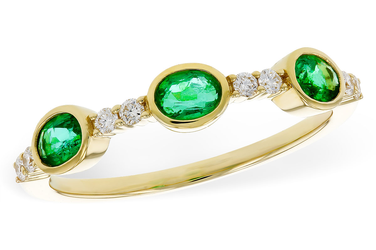 M320-17915: LDS WEDDING RG .46 TW EMERALD .58 TGW