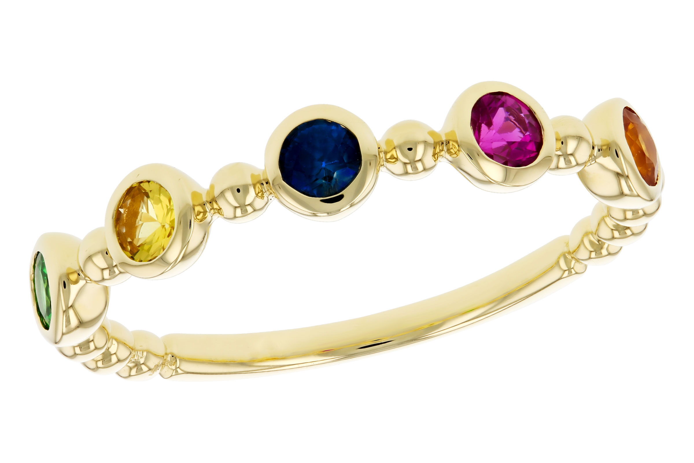 M321-00642: LDS WED RG .52 TW MULTI-COLOR SAPPH & GREEN GARNET