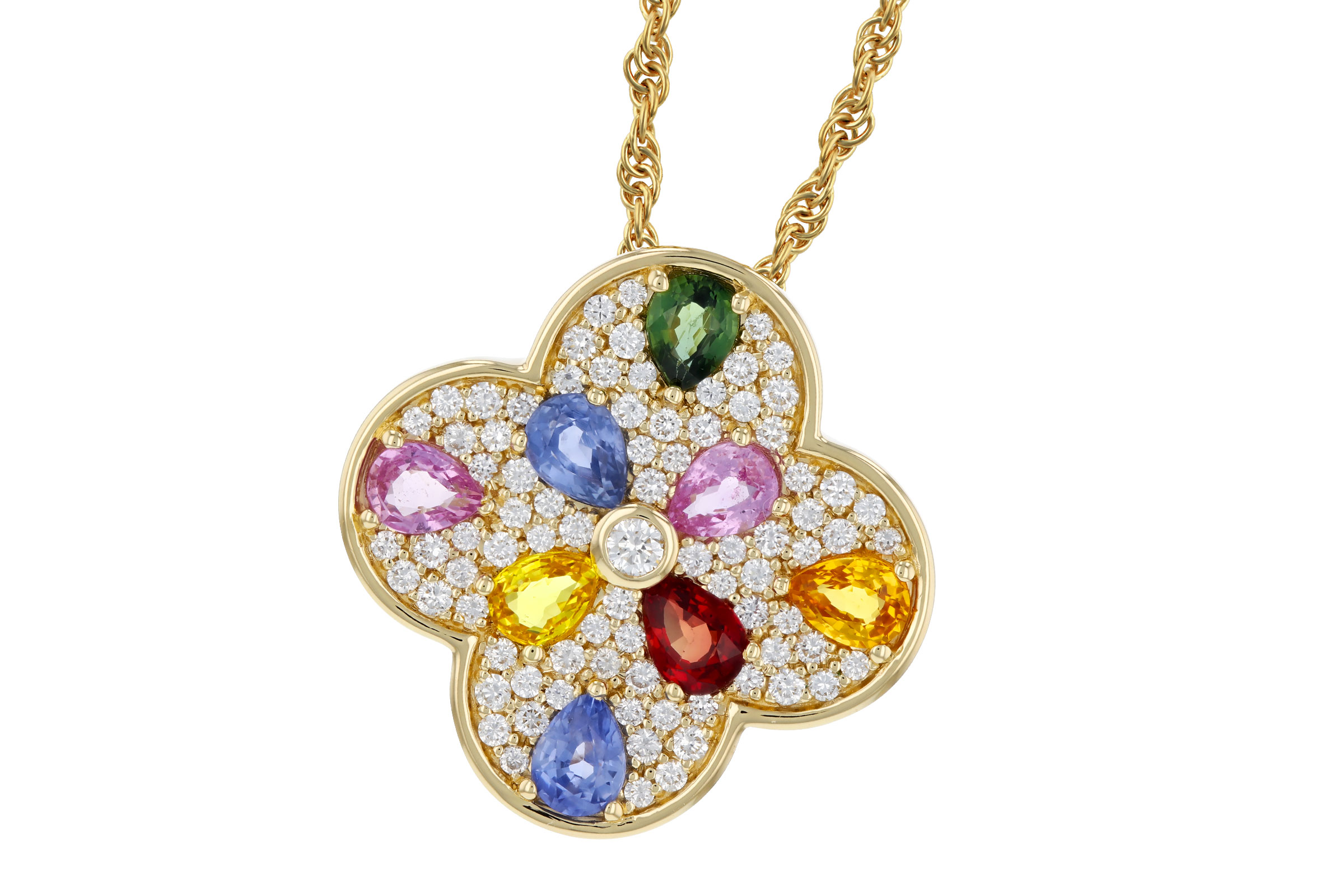 M321-03406: NECKLACE 1.40 MULTI-COLOR SAPPH 1.82 TGW